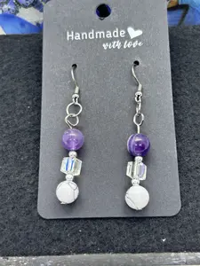 Amethyst and Howl Lite Earrings
