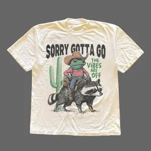 Comfort Colors Cowboy Frog Riding Raccoon Shirt, The Vibes Are Off Weird Tee, Vintage Style Western Tee, Sarcastic Wild West Graphic Top, Animal Lover Gift
