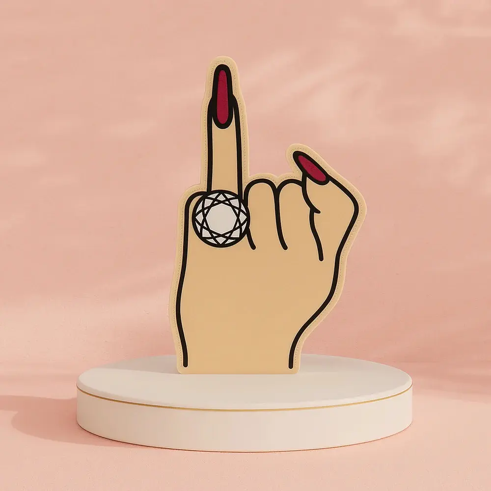 "Put A Ring On It" Bachelorette Foam Finger - Medium Brown