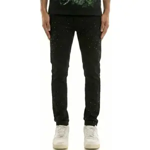 KDNK Jeans - Patterned Rhinestone Pants- Black - KNB3502