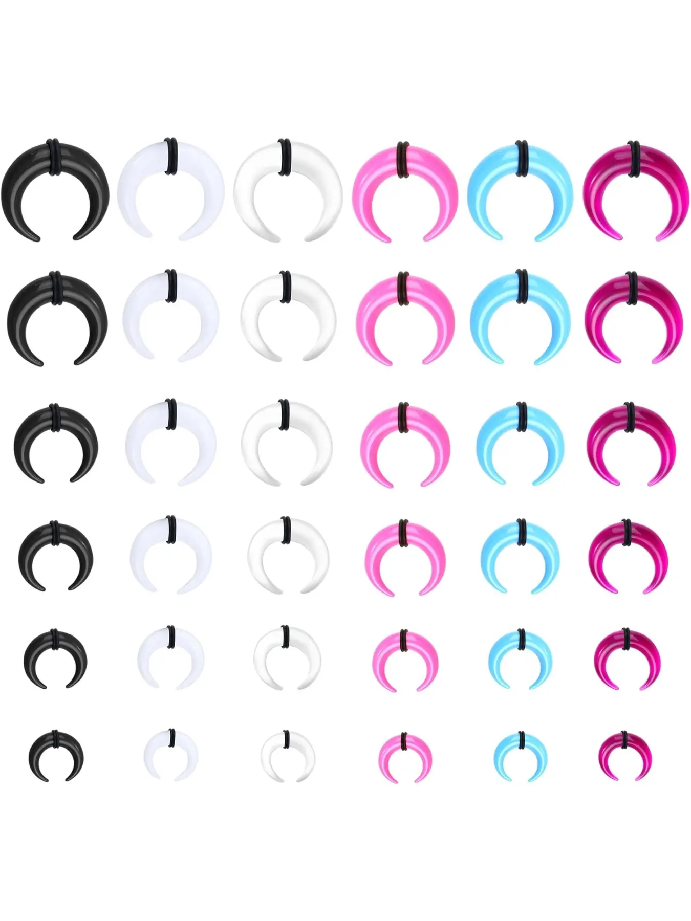 16G-6G Septum Pincher Tapers Rings Acrylic Stainless Steel Internally Threaded Spike Horseshoe Barbells Septum Pincher Nose Ear Cartilage Stretching Kit for Women Men Nose Piercings Kit Septum Jewelry