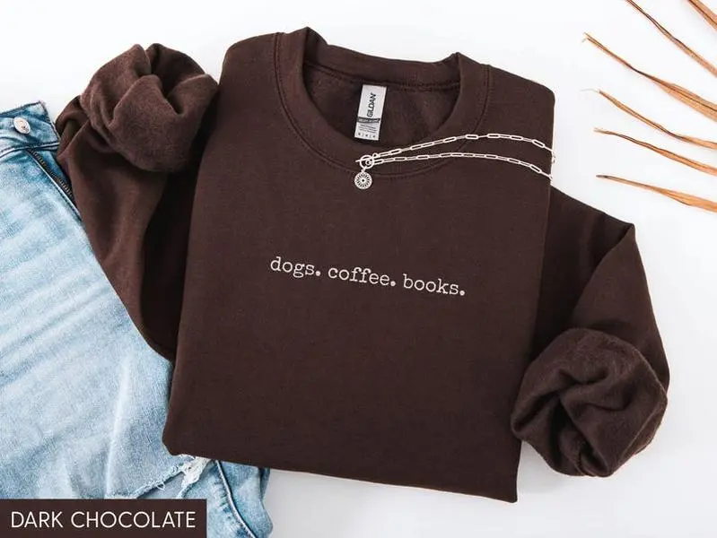 Dogs Coffee Books Sweatshirt, Book Lover Sweater, Bookish Sweatshirt, Gift for Dog Lover, Reading Shirts, Bookish Gift, Librarian Sweatshirt