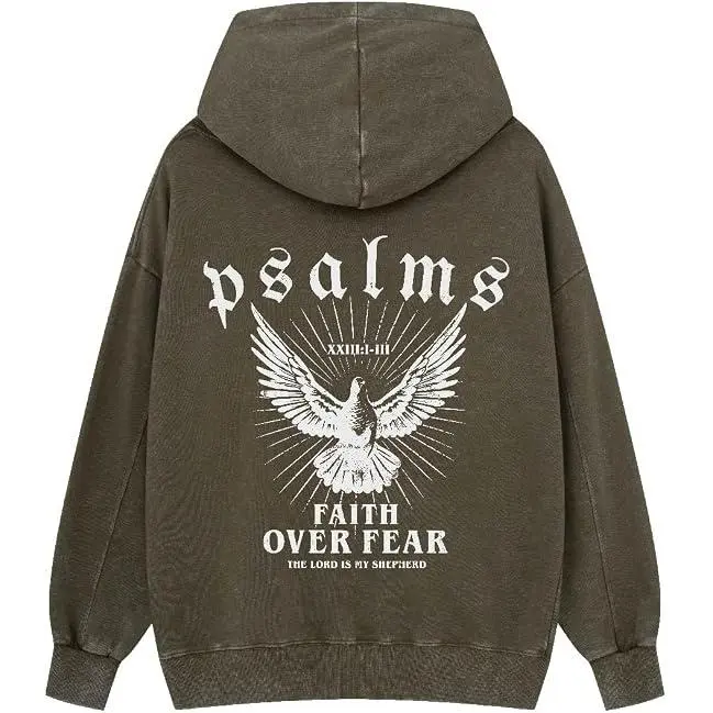 Psalms Dove Faith Over Fear Christian Washed Hoodie