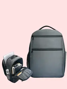 jusenda Unisex Large Capacity Minimalist Gray Business Backpack - Multi-Pocket Organized Laptop Shoulder Bag, Ideal for Commute & Work, Versatile Gym Accessory summervibes