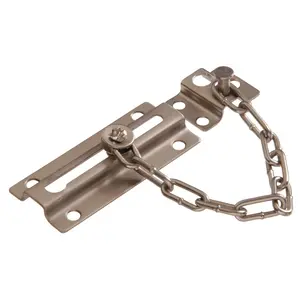 Hillman Group Satin Nickel Metal Door Chain, 4.2 x 5.7 x 8 in, Carded Pack, Home Improvement Door Security Accessory