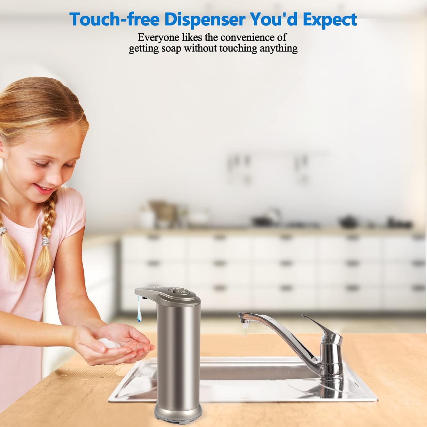 Automatic Soap Dispenser, Fits Most Soaps, 3 Adjustable Dispensing Levels, Precise Sensing, Easy to Use & Refill, Touchless Soap Dispenser for Kitchen Automatic Soap Dispenser, Fits Most Soaps, 3 Adjustable Dispensing Levels, Precise Sensing, Easy to Use & Refill, Touchless Soap Dispenser for Kitchen