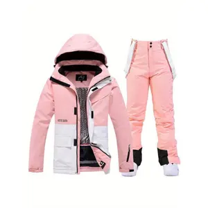 Women's Ski Jacket and Trousers Windproof High Quality Cold Adjustable Ski Top and Trousers Winter Snow Sports Snowboarding Skating Mountaineering Camping Ski Clothing Set Pink Outfits