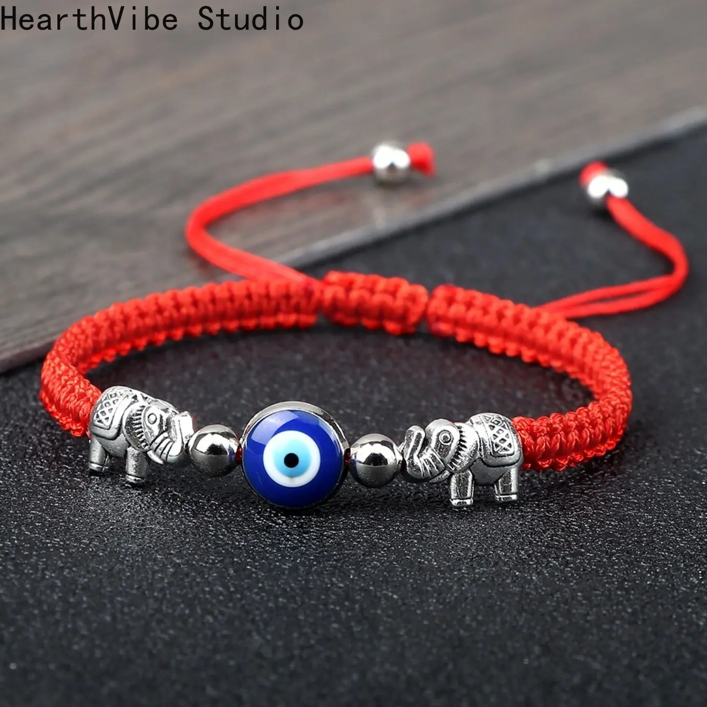 Braided Cord Bracelet with Elephant Motif, Adjustable Stackable Wristband for Unisex Daily & Sports Wear, Stackable Bracelet, Animal, Adjustable Cord