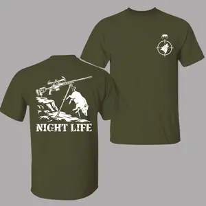 Night Hunting T-Shirt, Night Life Coyote Hunter Shirt for Men, Predator Hunting Graphic Tee, Outdoor Hunting Outfit, Gift Idea