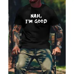 100% Cotton Men'S Statement Tee – 'NAH, I'M GOOD' Print, Short Sleeves For Summer Comfort Golf Gift T-Shirt For Men And Women