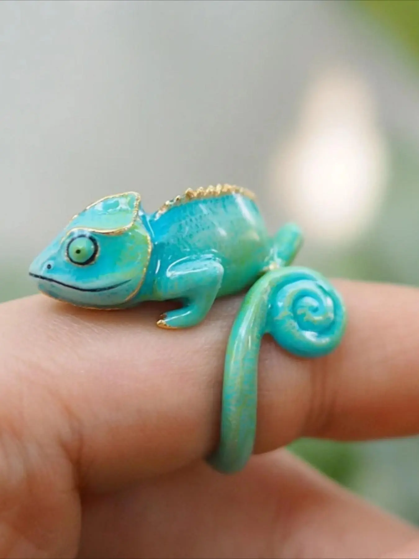 Vintage Chameleon Design Ring, Cute Animal Design Ring, Boho Rings, Fashion Jewelry Accessories for Women & Men, Trendy All-match & Exquisite Jewelry for Birthday Gift, Statement Rings