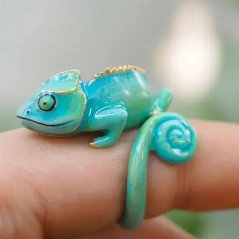 Vintage Chameleon Design Ring, Cute Animal Design Ring, Boho Rings, Fashion Jewelry Accessories for Women & Men, Trendy All-match & Exquisite Jewelry for Birthday Gift, Statement Rings