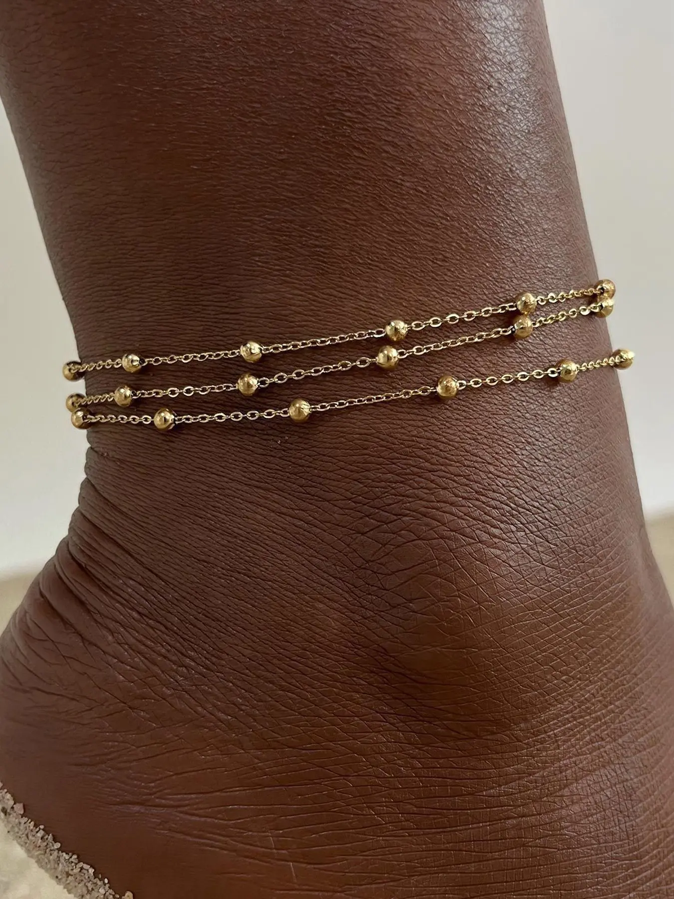 Beads Ankle Bracelets for Women Waterproof Anklets Thin Round Chain Layered Cute Dainty Anklets Anklet Bracelets Adjustable Beach Jewelry Gift Plain Pattern