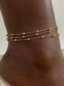Beads Ankle Bracelets for Women Waterproof Anklets Thin Round Chain Layered Cute Dainty Anklets Anklet Bracelets Adjustable Beach Jewelry Gift Plain Pattern