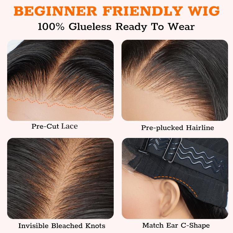 West Kiss 250% Density Right Side Part Glueless LayerCut Wig 6x8 Lace Closure Wig Body Wave Pre Cut Pre Bleached Ready Go Wigs