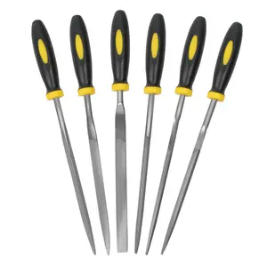 6Pcs File Set, 5.5in Needle Files, 3 mm Diameter Carbon Steel File Kit with Handle, Suitable for Metal, Wood, Glass, Plastic, Leather, Jewelry