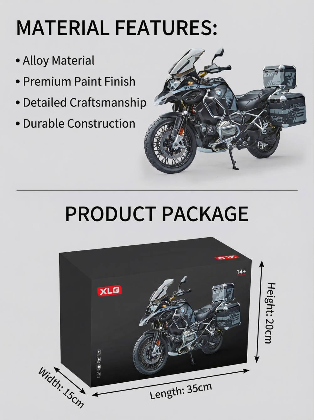 BMW R1250 GS Adventure Motorcycle Model 1:7Scale Alloy Diecast with Lights & Sounds, WaterSpray Exhaust, Detachable Parts, DashboardDisplay, Collectible Toy Gift for Adults Kids 14+ BMW R1250 GS Adventure Motorcycle Model 1:7Scale Alloy Diecast with Lights & Sounds, WaterSpray Exhaust, Detachable Parts, DashboardDisplay, Collectible Toy Gift for Adults Kids 14+