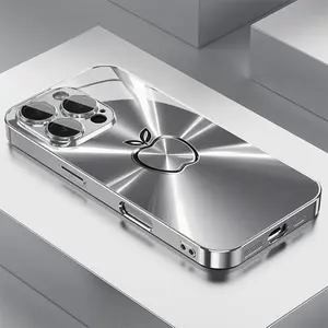 Apple Pattern Electroplated Glass Phone Case with Lens Protection, Suitable for iPhone 16 Simple Edition 12 Pro, Elegant Edition 11 Pro, Exquisite Edition 12, Premium Edition 11 Pro, Shockproof Edition 14 Pro, Fashion Edition 11 / 15 Pro Max / 16 PLUS / 1