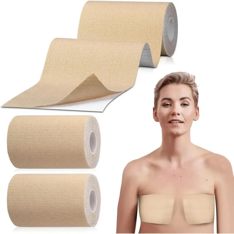 2 Rolls Wide Cotton Trans FTM Binder Tape - Waterproof, Backless, Fit, Adhesive Chest Binding Tape for Transgender with Camisole Compatibility