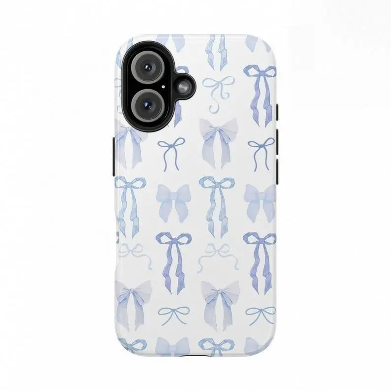 Soft Blue Coquette Phone Case, Bow Phone Case, Soft Girl Aesthetic, Phone Cases Phone Cover Hard Case Tough 2-piece Phone Case | Phone Case Suitable for Iphone