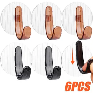 Adhesive Wall Hooks Acrylic Shower Rack for Hanging Coffee Self-adhesive Hooks Towel Key Holder Bathroom Kitchen Accessories Light Organiser