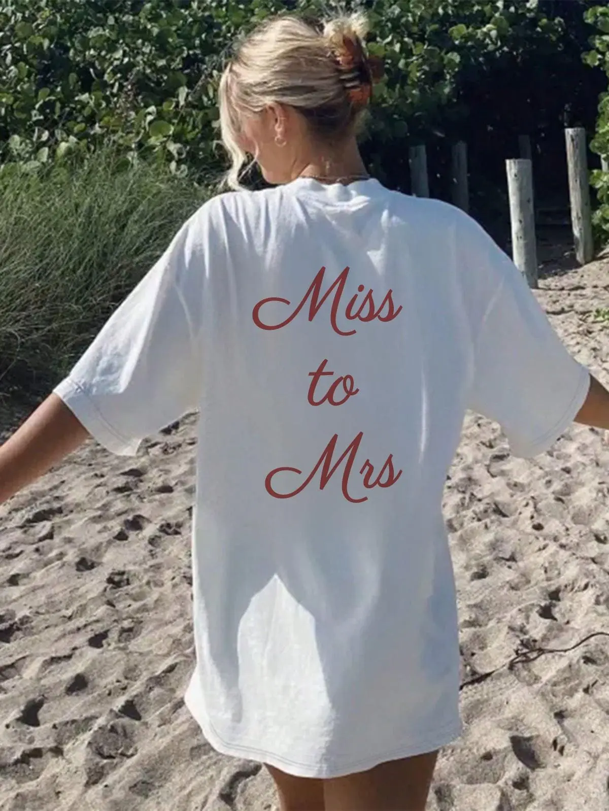 Women's Printed Round Neck T-Shirt - Lady's Bride Engagement Top for Miss-to-Mrs, Future Mrs Celebrations