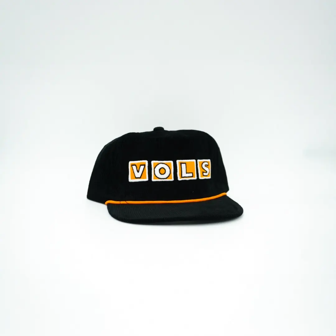 Corduroy Black VOLS Stadium Letters Snapback Hat