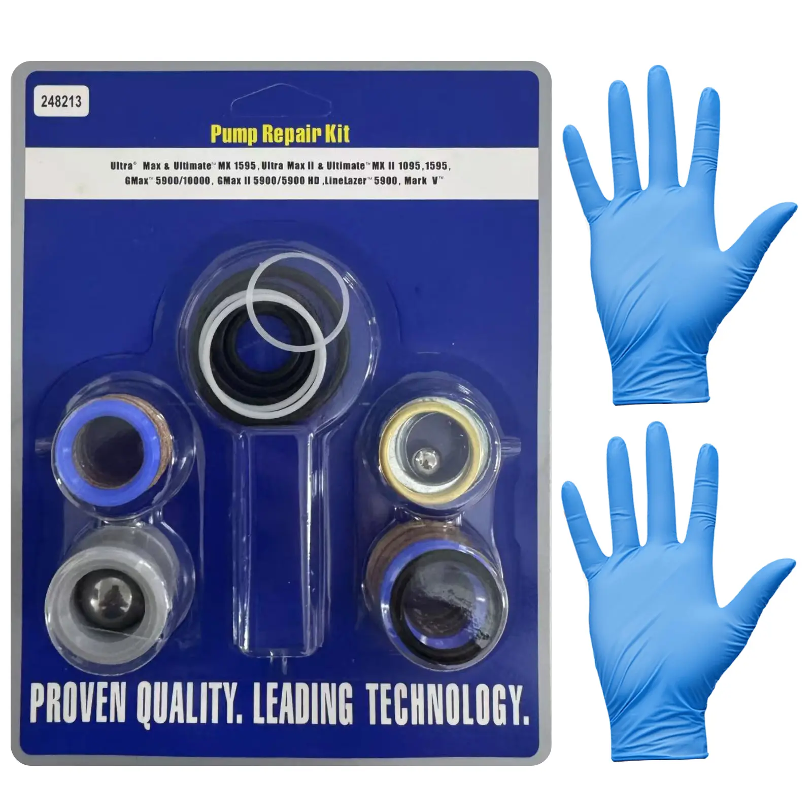 248213 Pump Repair Kit with Disposable Gloves fit for Graco UltraMax II 1095 & 1595, The GMAX 5900, GMax II 5900/10000, LineLazer 5900,Mark