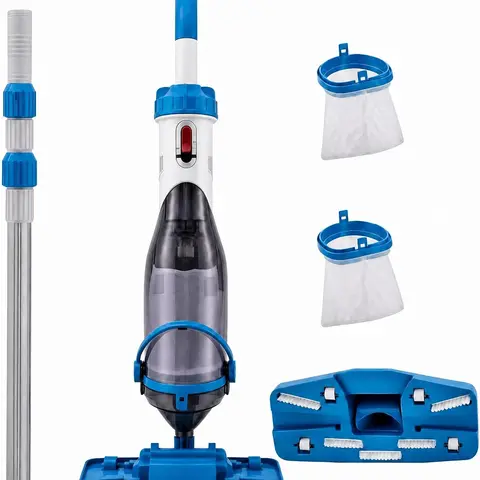 GARVEE Cordless Rechargeable Pool Vacuum Cleaner with Telescopic Pole, 30W Motor, 18.5 GPM Suction, 14000 rad/min,  1.3L Dust Box, 120-Mesh Filter for Above Ground & Inground Pools, Pool Accessories, Swimming Pool Accessories