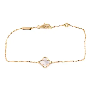 Pre-owned Van Cleef & Arpels Sweet Alhambra Bracelet 18K Yellow Gold and Mother of Pearl by Rebag
