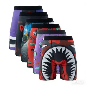 6 Pack Mens Stretch Printed Boxer Trunks Breathable Athletic Underwear Plus Size Swim Trunks Casual Vacation Sportswear