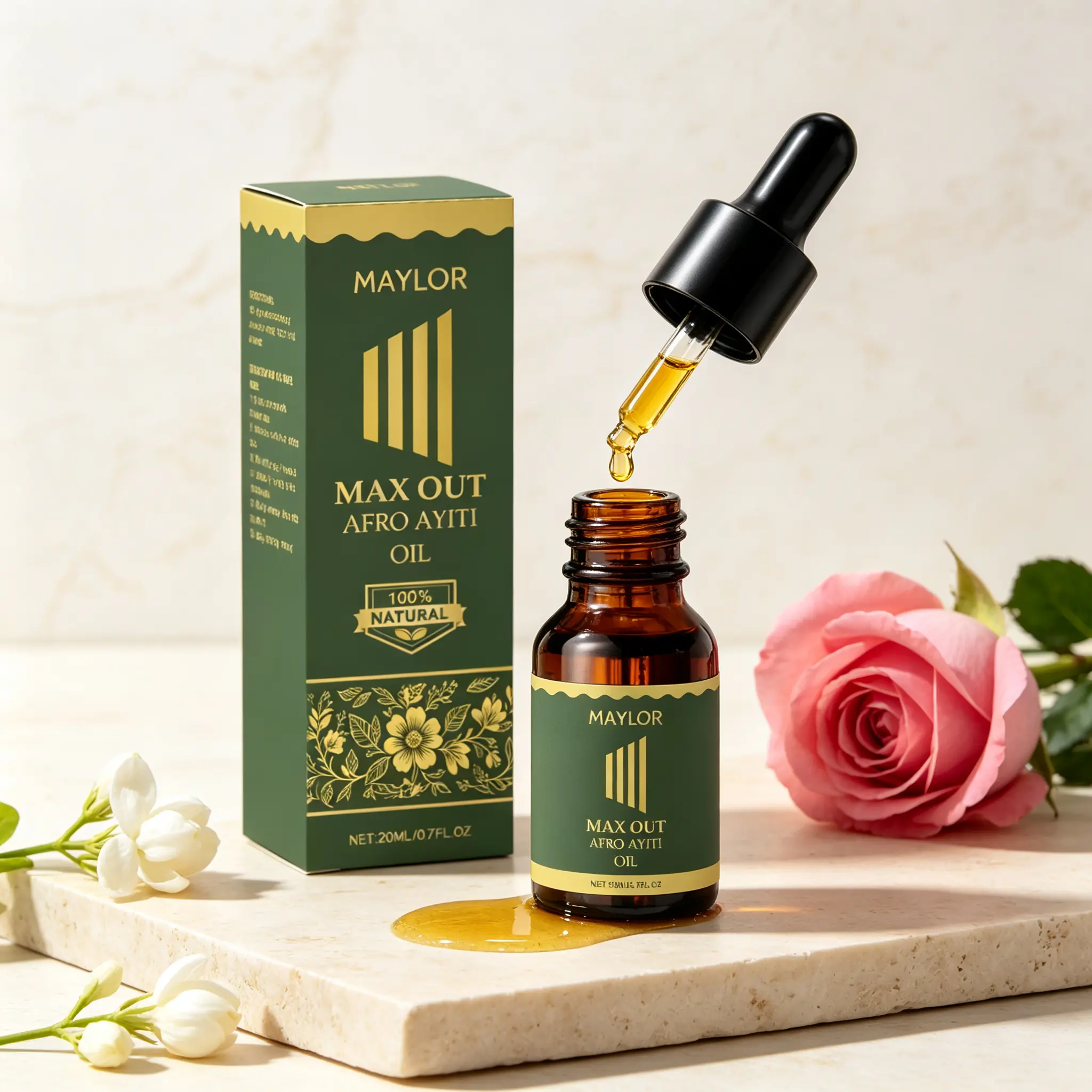MAYLOR AfroAyiti Natural Body & Hair Oil – Fast-Absorbing Non-Greasy – Nourish & Soften Dry Skin – 20ml