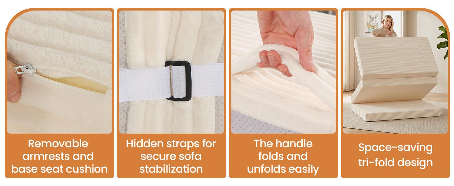 Winzoo DIY Folding Boneless Couch,Oversized Convertible Modular Sectional Sofa Bed,Modern  Cloud Couch,Sleeper Sofa,Futon for Small Spaces Apartment