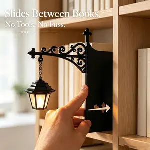 Library Lantern-Decorative Bookshelf Lighting, Miniature Hanging Shelf Lamp, Warm LED Nightlight, Reading Nook Literary Decor,Halloween decorations