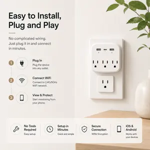 1080P Hidden Camera - Wireless Spy Camera with Motion Detection for Home Security Monitoring - Hidden Nanny Cam Built into Wall Outlet/Extender - Supports Remote View, Plug & Play - Discreet Indoor Camera Perfect for Nursery or Entryway