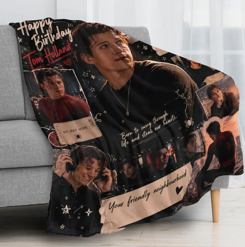 Holland Photo Collage Flannel Throw Blanket, Soft Cozy Foven Fleece Blanket for Bedroom Sofa Couch, Celebrity Fan Gift, Home Decor Throw