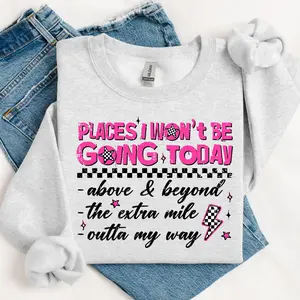 Funny Sarcastic Wont Be Going Today Rude Snarky Womens Sweater, Retro Checker Sarcasm Shirt, Trendy Edgy Humor Tee