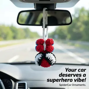 Handmade Crochet Spider Car Accessory – Cute Rearview Mirror Charm