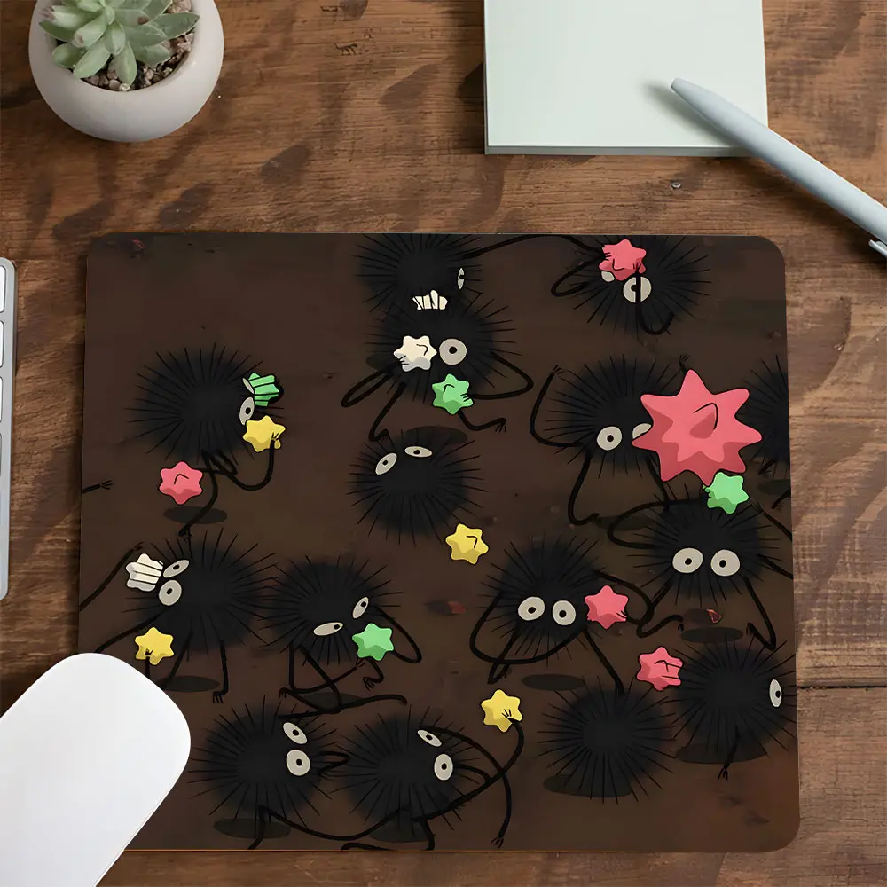 Soot Sprite Star Square mouse pad, Gaming Mouse Pads, Aesthetic Desktop Decorative Protective Pad, Desk Accessories, Rubber Anti-slip Lockedge Work Pad, Small Size Suitable for Laptop, Desktop, Work, Family, Computer Mouse Pad, Gaming Mousepad