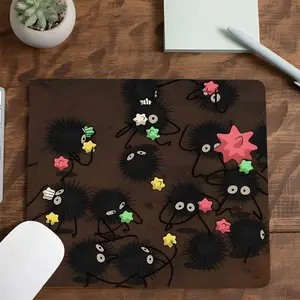 Soot Sprite Star Square mouse pad, Aesthetic Desktop Decorative Protective Pad, Rubber Anti-slip Lockedge Work Pad, Small Size Suitable for gaming mousepad, Laptop, Desktop Computer Games, Work, Family
