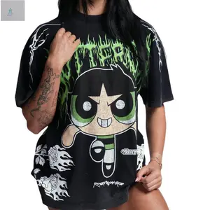 Women's short sleeve Powerpuff Girls series  sports T-shirt pure cotton top women's clothing Womenswear Tshirt