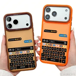 Couple on SMS Interface Pattern Phone Case for iPhone 17 Pro Max 17Air 16 Plus 16e 15 14 13 12 11 Color Blocking Button and Camera Frame Design Shockproof Skin Feel Shell