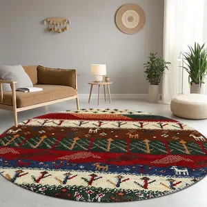 Round Boho Style Rug, Non-slip Soft Floor Mat, Decorative Carpet for Home Living Room Bedroom Study Room, Home Decor