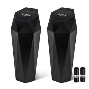 Car Trash Can with Lid - 2-Pack, Interior Accessories for Vehicles, Leakproof Garbage Can with 30 Detachable Trash Bags, Multipurpose Organizers and Storage Solutions for Home and Office
