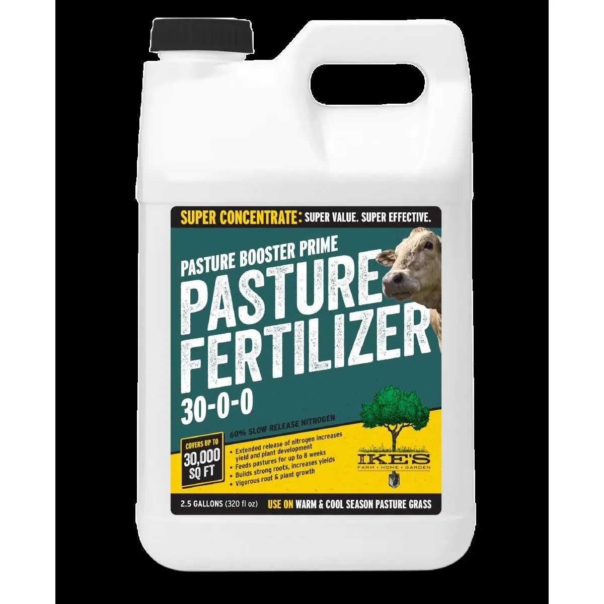 212 MAIN IKES Pasture Booster Slow Release Fertilizer - Prime 30-0-0 Formula, 2.5 gal Jug, Yield Boost for Garden Soil