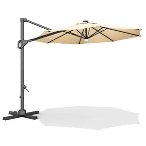 10 ft Outdoor Cantilever Offset Umbrella with Base Included 360-Degree Rotation Windproof Sun Shade for Patio Garden Deck Pool