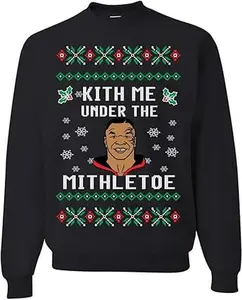 Wild Bobby Merry Chrithmith Mike Tyson Ugly Christmas Sweater, Kith Me Under The Mithletoe Unisex Crewneck Graphic Sweatshirt Womenswear