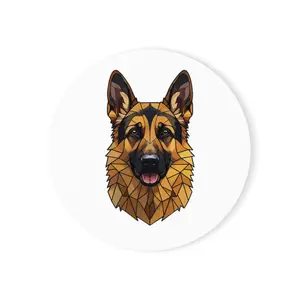 Stained Glass German Shepherd - Monochrome Gold | Cork Back Coaster