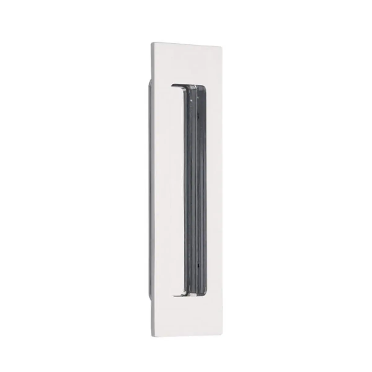 Emtek 220306US26 Solid Brass Modern Rectangular Flush Pull Metal Door Handle for Sliding Doors, 1-3/4" x 6", Bright Chrome, Modern Handle