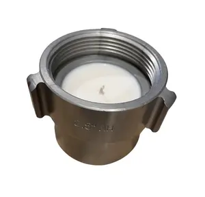 Fireside Scented Coupling Candle. The candle is made from the ends of used fire hose. The wax is 100% soy based and is handmade from Crafty American